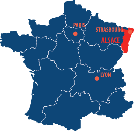 Situation géographique de l'Alsace en France